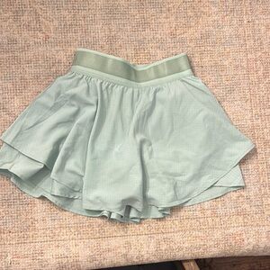 Green High-Low Ruffled Skort
